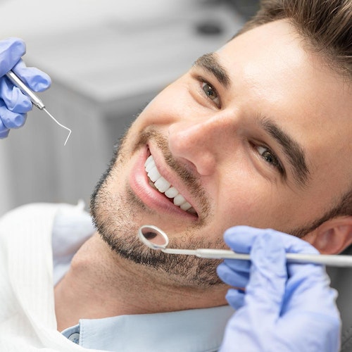 Patient getting a regular tooth checkup